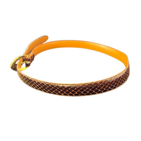 Vintage 80s 90s Genuine Snakeskin Belt Gold Hardware Size Medium - Picture 5 of 7
